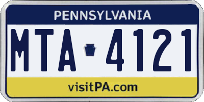 PA license plate MTA4121