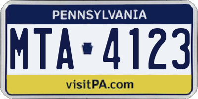 PA license plate MTA4123