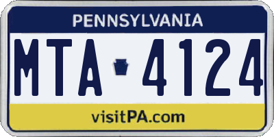 PA license plate MTA4124