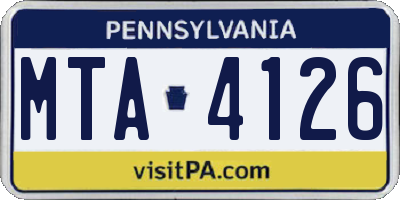 PA license plate MTA4126