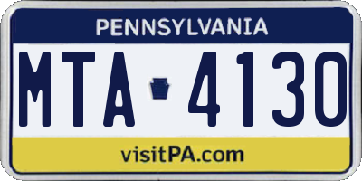 PA license plate MTA4130