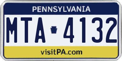 PA license plate MTA4132