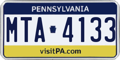 PA license plate MTA4133