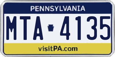PA license plate MTA4135