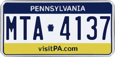 PA license plate MTA4137