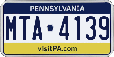 PA license plate MTA4139
