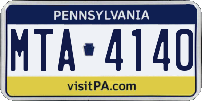 PA license plate MTA4140
