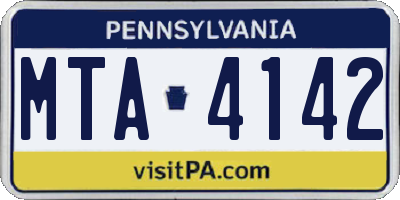 PA license plate MTA4142