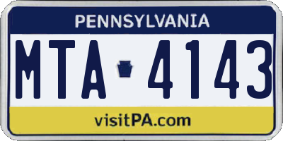 PA license plate MTA4143