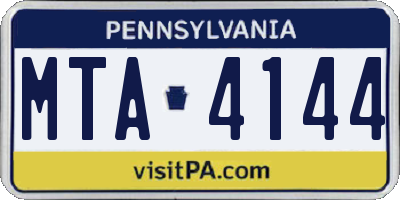 PA license plate MTA4144