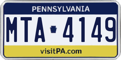 PA license plate MTA4149