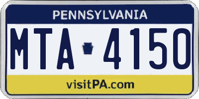 PA license plate MTA4150