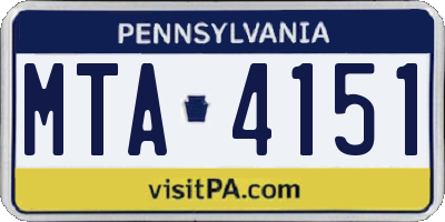 PA license plate MTA4151