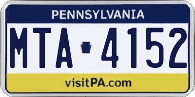 PA license plate MTA4152