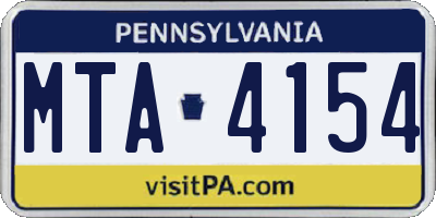PA license plate MTA4154