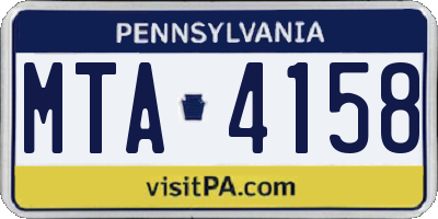PA license plate MTA4158