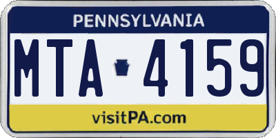 PA license plate MTA4159