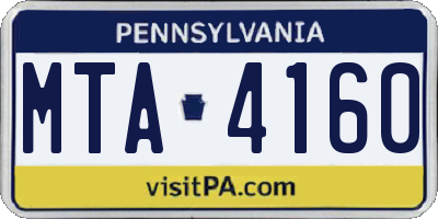 PA license plate MTA4160