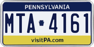 PA license plate MTA4161