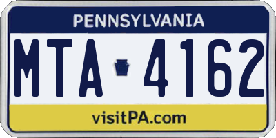 PA license plate MTA4162