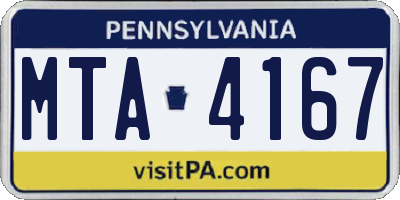 PA license plate MTA4167