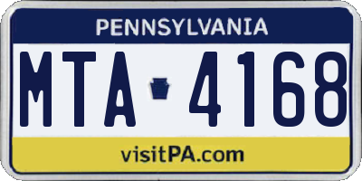 PA license plate MTA4168