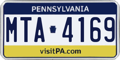 PA license plate MTA4169