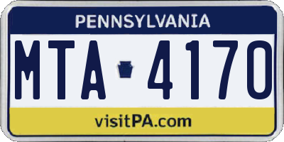PA license plate MTA4170