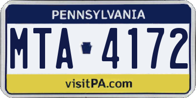 PA license plate MTA4172