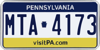 PA license plate MTA4173