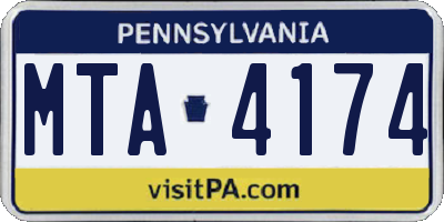 PA license plate MTA4174
