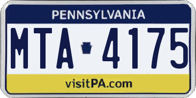 PA license plate MTA4175