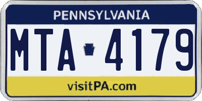 PA license plate MTA4179