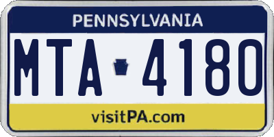 PA license plate MTA4180