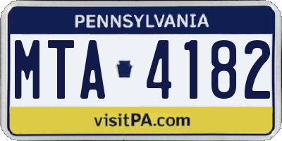 PA license plate MTA4182