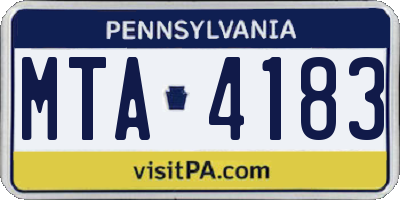 PA license plate MTA4183