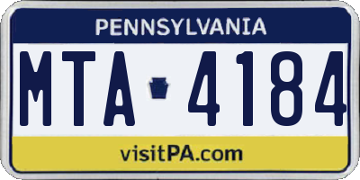 PA license plate MTA4184