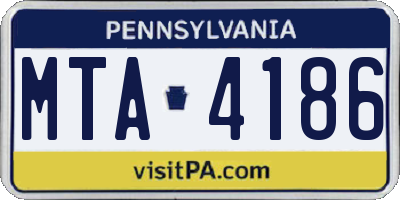 PA license plate MTA4186