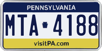 PA license plate MTA4188