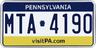 PA license plate MTA4190