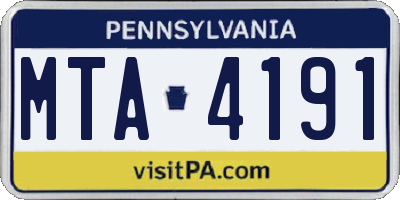 PA license plate MTA4191