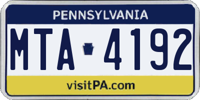 PA license plate MTA4192