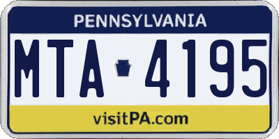 PA license plate MTA4195