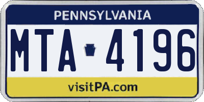 PA license plate MTA4196