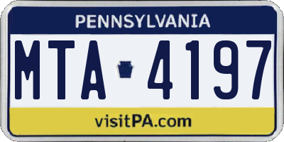 PA license plate MTA4197