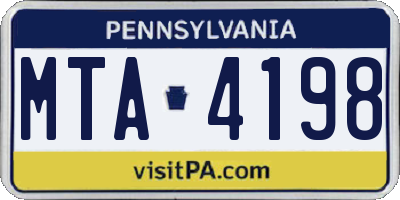 PA license plate MTA4198