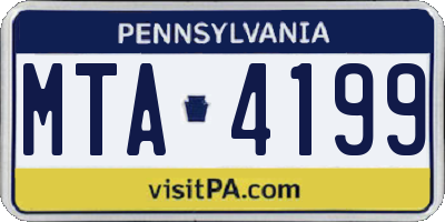 PA license plate MTA4199