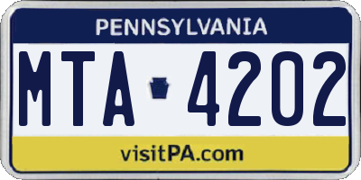 PA license plate MTA4202