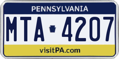 PA license plate MTA4207