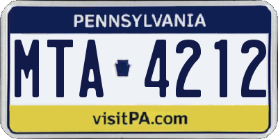 PA license plate MTA4212